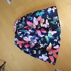 Full flare skirt black with butterfly print